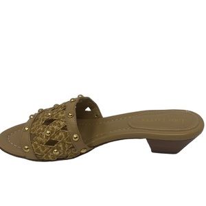 ERIC JAVITS Maribel Natural Braid Slip On Woven Straw/Tan Womens Sandals Size 6M